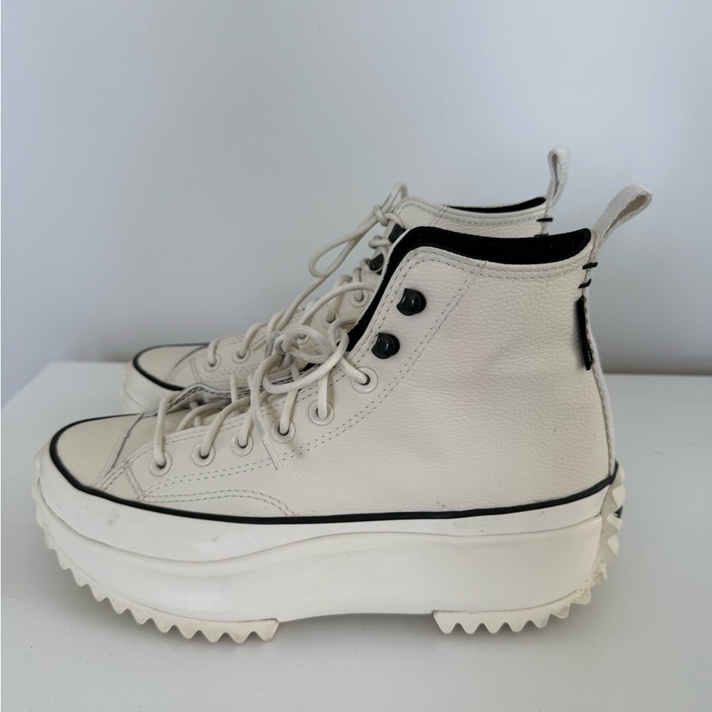 Unisex Run Star Hike Leather Platform Sneaker - Egret M8.5/W10 - Picture 2 of 9